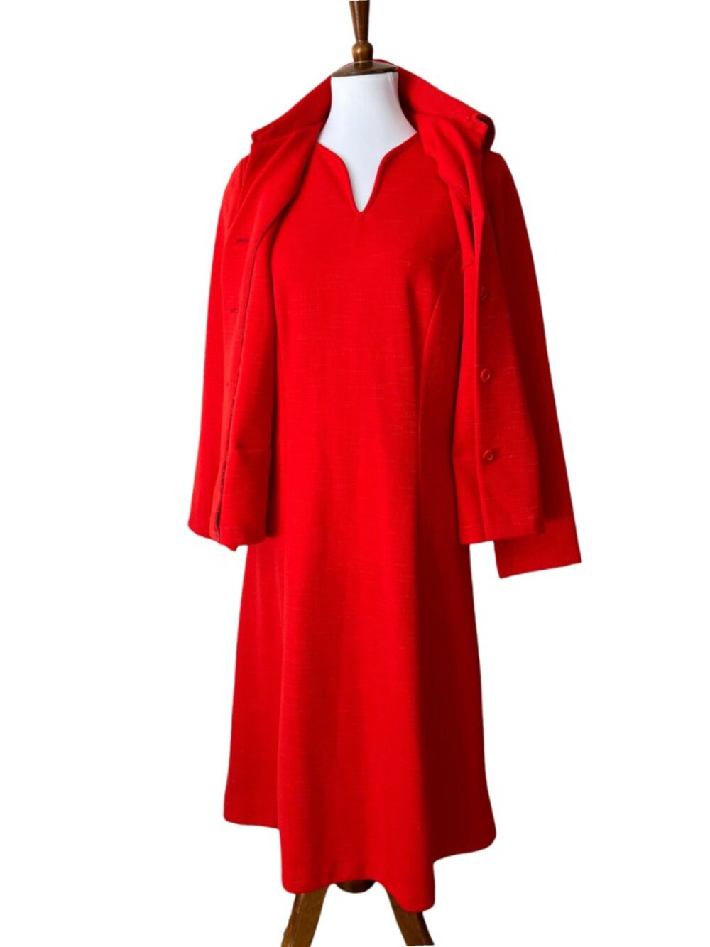 Vintage Fall dress Large minimalist Blazer XL Set vibrant Orange 60s Rare Mod